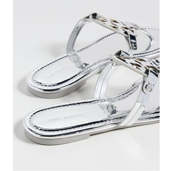 NIB SZ 7 Tory Burch Women's Miller Sandals in metallic “Argento” Silver❣️ - Picture 3 of 4